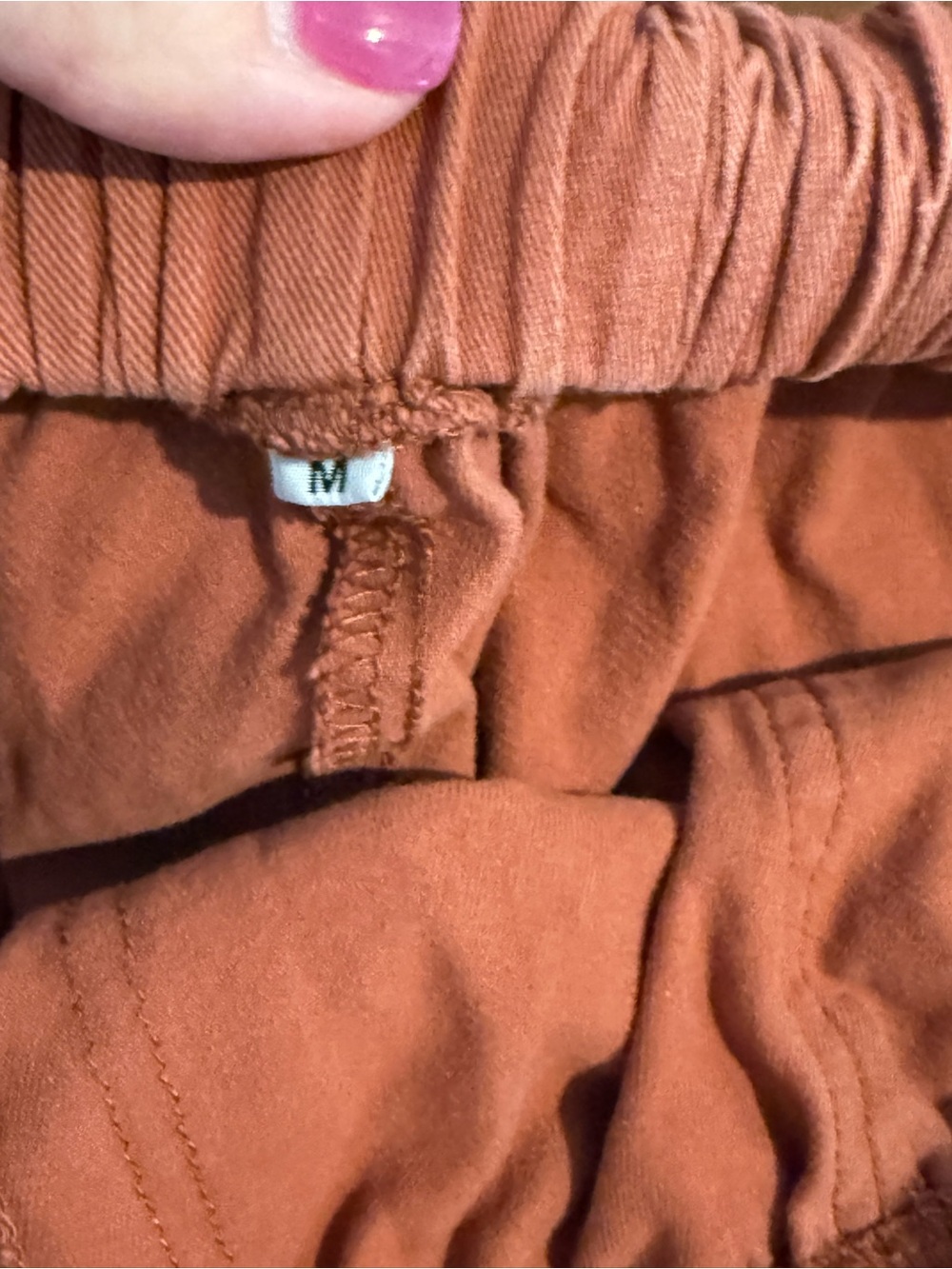Women's Drawstring Rust Athletic Shorts - Picture 3 of 3